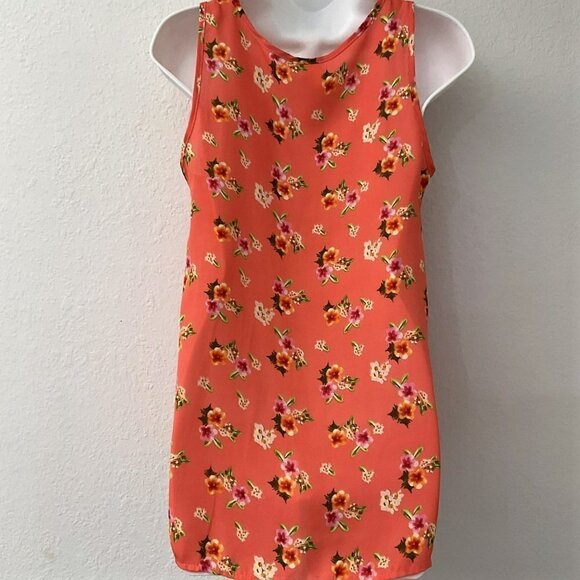 BRENDA’S USA CORAL FLORAL SLEEVLESS BLOUSE TANK - Picture 2 of 10
